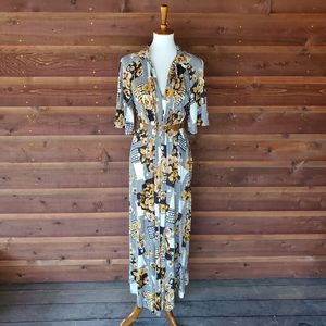 Vintage Floral And Plaid Boho Dress